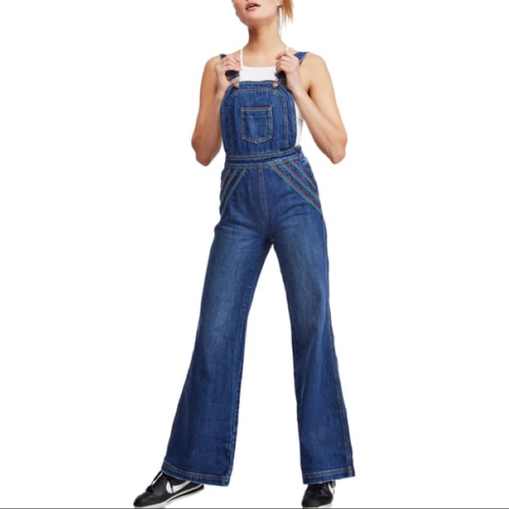 Free People Chasing Rainbows Overalls - NWOT